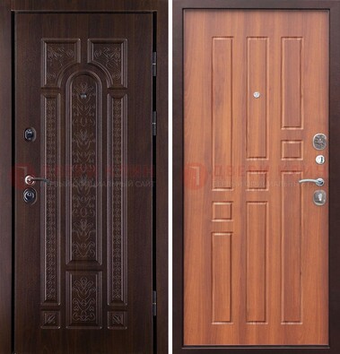 Темная металлическая дверь с виноритом и узором ДВТ-224 в Электростали