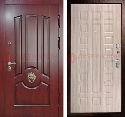 Темно-красная входная дверь с виноритом ДВТ-234 в Электростали