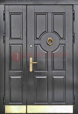 Черная металическая дверь с виноритом для дома ДВТ-241 в Электростали