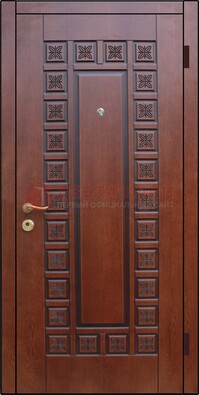Коричневая стальная дверь с виноритом ДВТ-40 в Электростали