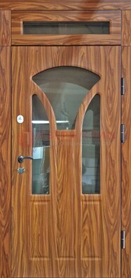 Коричневая классическая входная дверь с виноритом ДВТ-66 в Электростали
