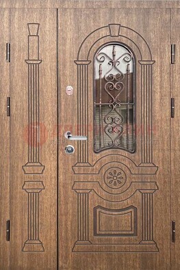 Железная классическая дверь с терморазрывом и рисунком ДВТ-77 в Электростали