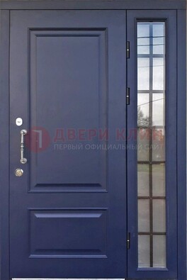 Синяя дверь с виноритом и стеклянными вставками  ДВТ-79 в Электростали