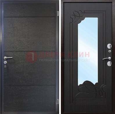 Темная Железная дверь c виноритом и МДФ с зеркалом ДЗ-119 в Электростали