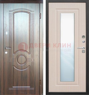 Светло-коричневая дверь c виноритом с узором и филенчатой МДФ ДЗ-120 в Электростали