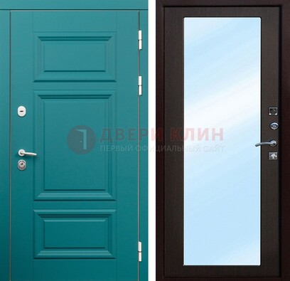 Зеленая входная дверь терморазрыв c виноритом и МДФ с зеркалом ДЗ-122 в Электростали