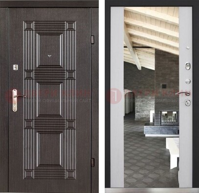 Стальная дверь с зеркалом МДФ Венге и Белый ДЗ-138 в Электростали