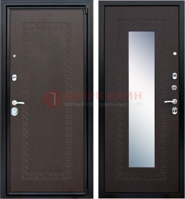 Темная стальная дверь с зеркалом ДЗ-20 в Электростали