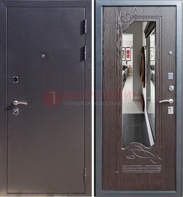 Черная входная дверь с зеркалом МДФ внутри ДЗ-29 в Электростали