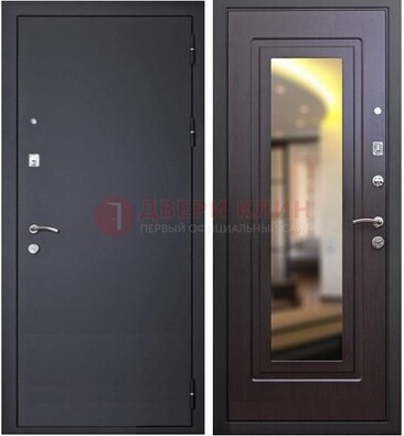 Черная железная дверь с зеркалом ДЗ-30 в Смоленске