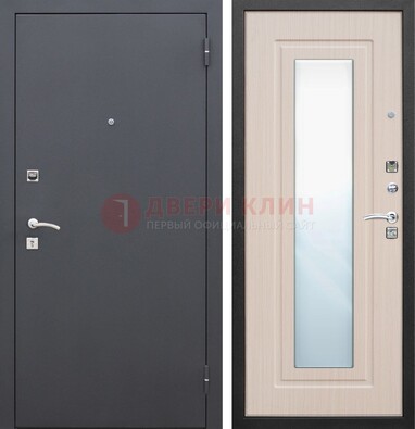 Черная входная дверь с зеркалом МДФ внутри ДЗ-31 в Электростали