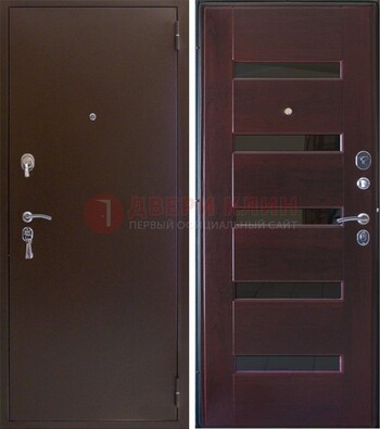 Темная железная дверь с зеркалом ДЗ-42 в Электростали