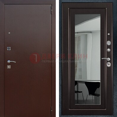 Металлическая дверь с порошковым напылением с МДФ и зеркалом ДЗ-61 в Электростали