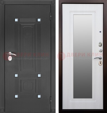 Стальная черная дверь МДФ с зеркалом ДЗ-76 в Электростали