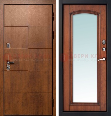 Белая филенчатая дверь с фрезерованной МДФ и зеркалом ДЗ-81 в Электростали