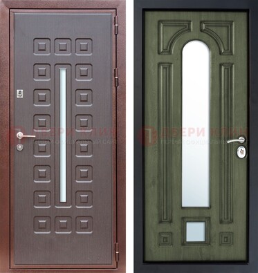 Металлическая серая дверь с порошковым покрытием и МДФ Венге с зеркалом ДЗ-84 в Электростали