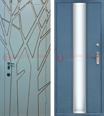 Коричневая уличная дверь с узором и виноритом МДФ с зеркалом ДЗ-93 в Электростали