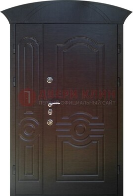 Темная полуторная железная дверь МДФ с узором ПЛ-22 в Электростали