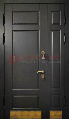 Черная полуторная железная дверь для частного дома ПЛ-2 в Электростали
