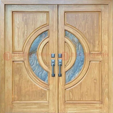 Двухстворчатая металлическая дверь с витражом ВЖ-11 в Электростали
