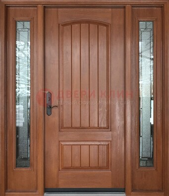 Стальная дверь с массивом дуба и витражом для дома ВЖ-17 в Электростали