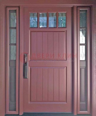 Входная дверь с массивом с фрамугами и витражом ВЖ-19 в Электростали