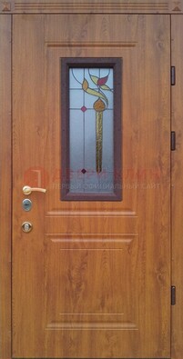 Железная дверь с МДФ и витражом ВЖ-24 в Электростали